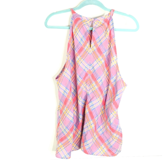 J CREW Amber Linen Top In Sunset Plais Size 2xl - Picture 2 of 6